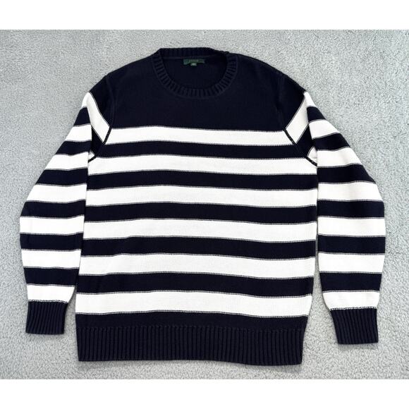 J Crew Oarsman Reverse Jersey Blue White stripe Men Sweater Size Large - Picture 1 of 12